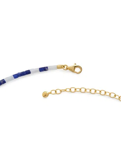 Monica Vinader Womens Delphi Gemstone 18ct Yellow Gold Vermeil And Sodalite Beaded Bracelet Blu In Gold