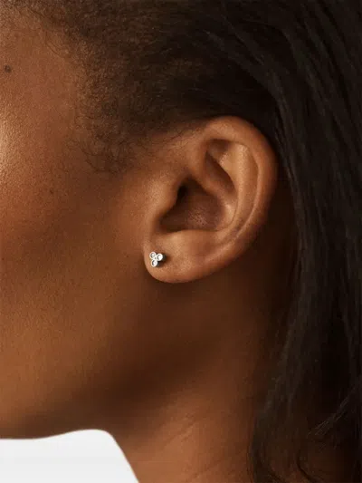 Monica Vinader Womens Diamond Cluster 14ct White-gold And 0.009ct Lab-grown Diamond Single Stud Earrings Silver In Metallic