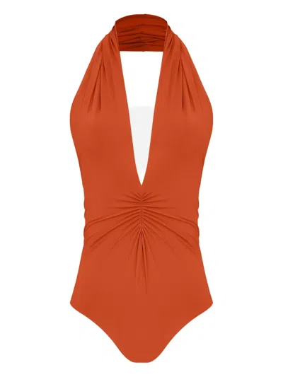 Lygia & Nanny Isatou Halterneck Swimsuit In Orange