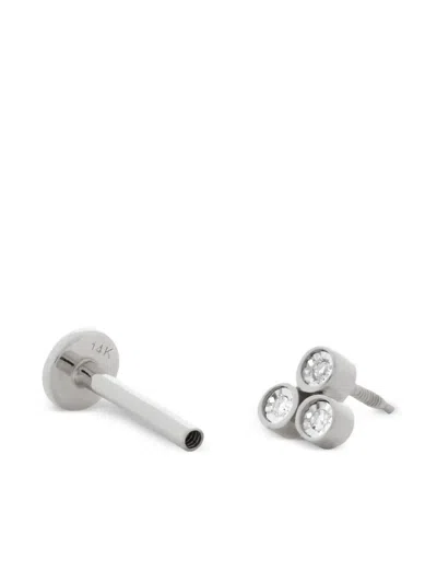 Monica Vinader Womens Diamond Cluster 14ct White-gold And 0.009ct Lab-grown Diamond Single Stud Earrings Silver In Metallic