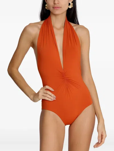Lygia & Nanny Isatou Halterneck Swimsuit In Orange