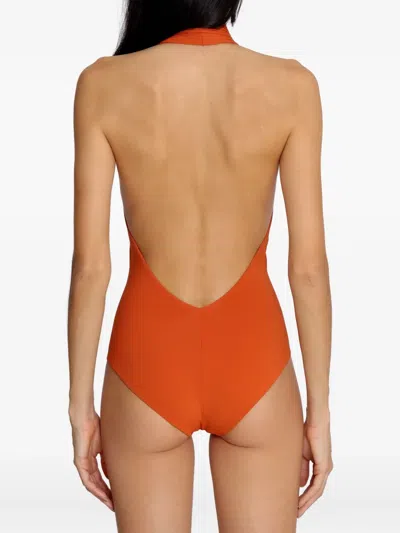 Lygia & Nanny Isatou Halterneck Swimsuit In Orange