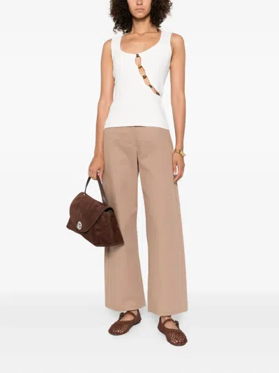 S Max Mara Buttoned Cotton-blend Straight Trousers