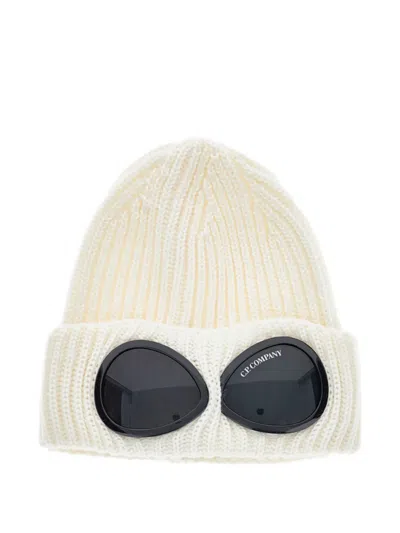 C.p. Company Cream Merino Wool Beanie In Neutral
