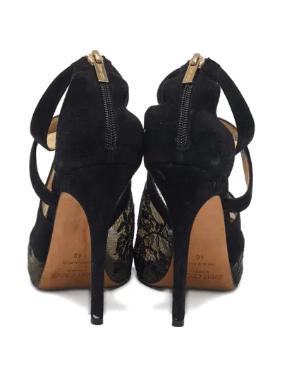 Pre-owned Jimmy Choo 115mm Flyte Suede Lace Sandals