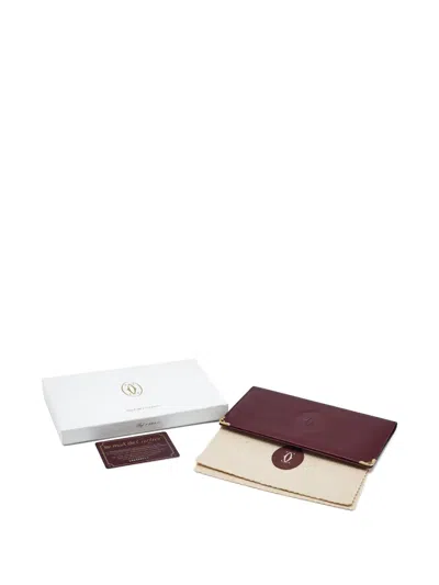 Pre-owned Cartier Must De  Leather Debossed-logo Wallet