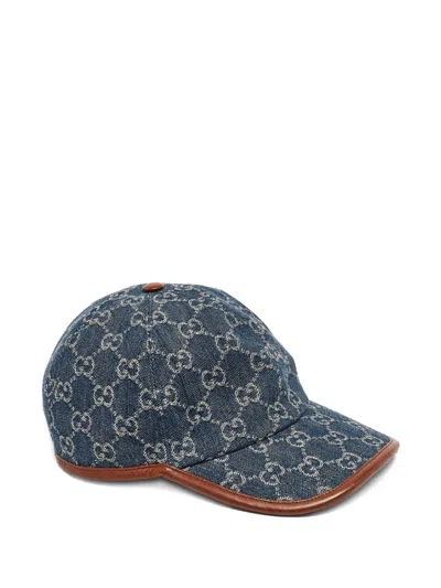 Pre-owned Gucci Denim Gg Supreme Baseball Cap