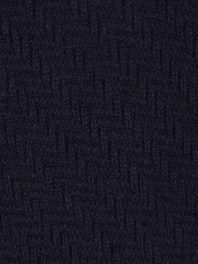 Giorgio Armani Mock Neck Jumper In Diagonal Links-stitch Cashmere In Blue