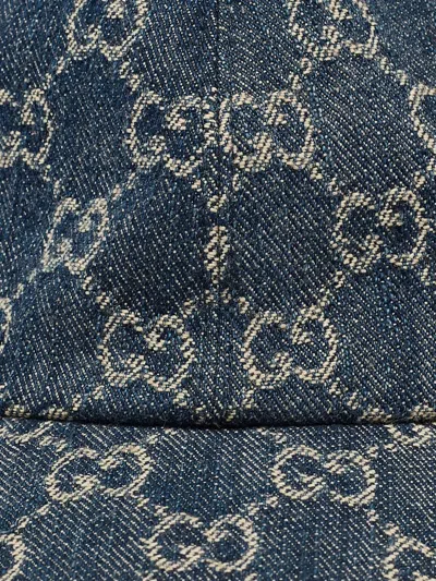 Pre-owned Gucci Denim Gg Supreme Baseball Cap