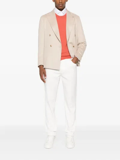 Brunello Cucinelli Round-neck Sweater In Orange