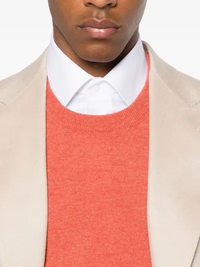 Brunello Cucinelli Round-neck Sweater In Orange