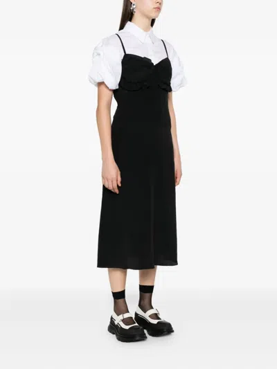 Simone Rocha Womens Black Ruffled Shoulder-straps Woven Midi Dress In Black