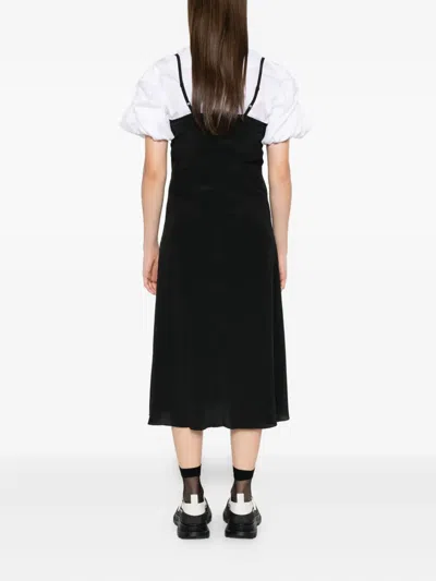 Simone Rocha Womens Black Ruffled Shoulder-straps Woven Midi Dress In Black