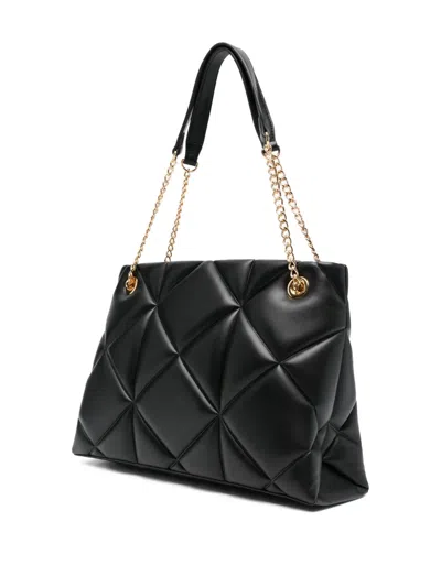 Love Moschino Quilted Black Shoulder Bag With Gold-tone Accents In Black