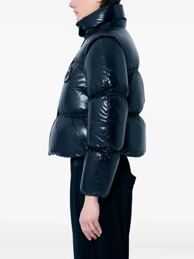 Palm Angels X Moncler Logo-patch Down Jacket In Blue