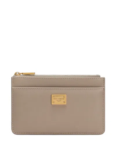 Dolce & Gabbana Leather Cardholder In Gray