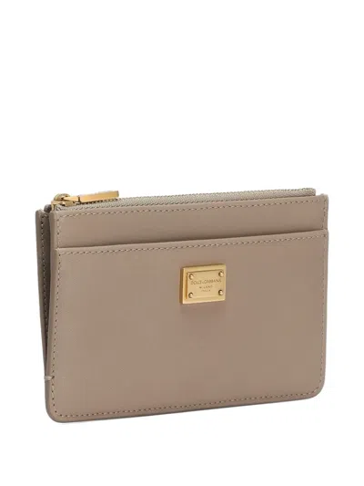 Dolce & Gabbana Leather Cardholder In Gray