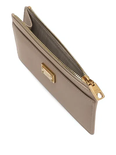 Dolce & Gabbana Leather Cardholder In Gray