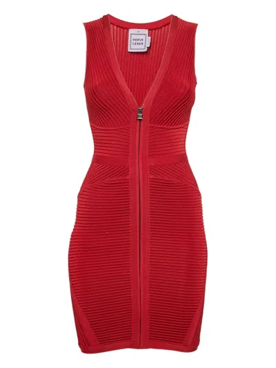 Pre-owned Herve Leger Cotton Ribbed Dress
