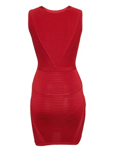 Pre-owned Herve Leger Cotton Ribbed Dress