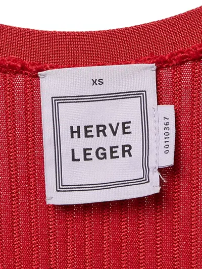 Pre-owned Herve Leger Cotton Ribbed Dress