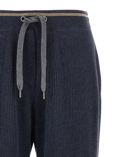 Brunello Cucinelli English Ribbed Trousers Pants Blue
