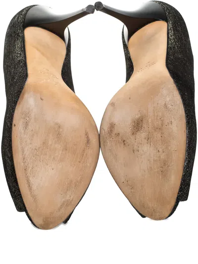 Pre-owned Giuseppe Zanotti Vintage 115mm Glittered Peep-toe Pumps