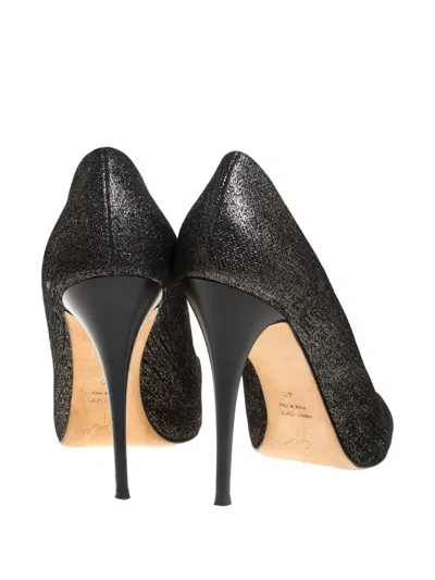 Pre-owned Giuseppe Zanotti Vintage 115mm Glittered Peep-toe Pumps