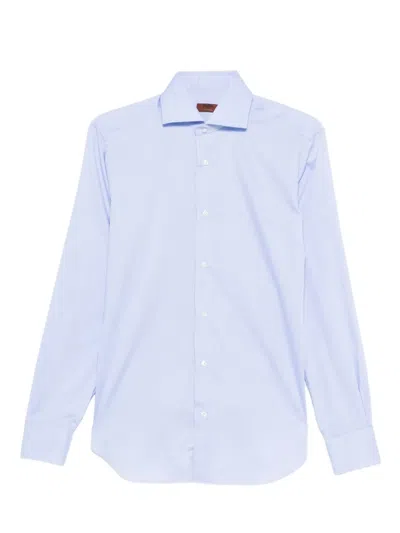 Barba Napoli Barba Long Sleeve Shirt With Semi-rigid Collar And Buttons In Blue