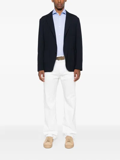 Barba Napoli Barba Long Sleeve Shirt With Semi-rigid Collar And Buttons In Blue