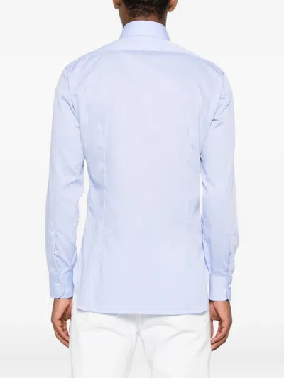 Barba Napoli Barba Long Sleeve Shirt With Semi-rigid Collar And Buttons In Blue