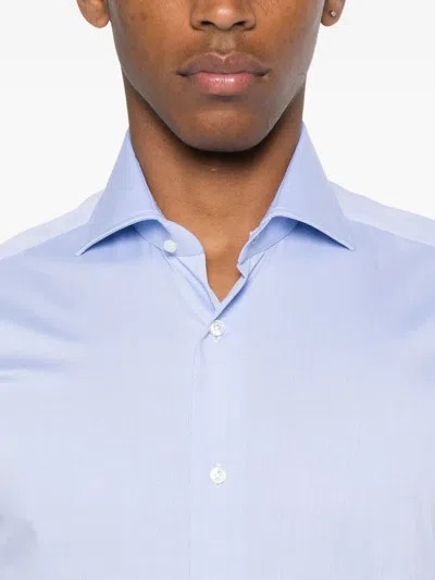Barba Napoli Barba Long Sleeve Shirt With Semi-rigid Collar And Buttons In Blue