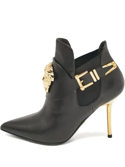 Pre-owned Versace Medusa Buckle Pointed-toe Boots