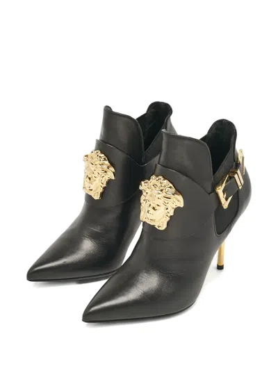 Pre-owned Versace Medusa Buckle Pointed-toe Boots