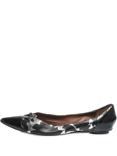 Pre-owned Marc Jacobs Pointed-toe Bow-detail Ballet Flats