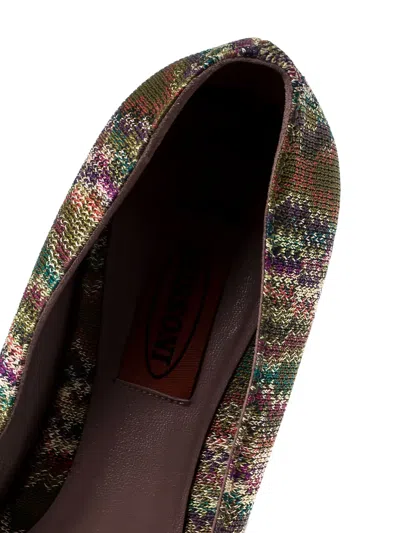 Pre-owned Missoni Patterned Crystal-embellished Ballet Flats