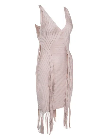 Pre-owned Herve Leger Bandage Fringe Mini Dress