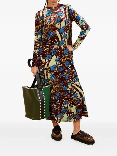 Colville Floral-pattern Velvet Maxi Dress In Multi