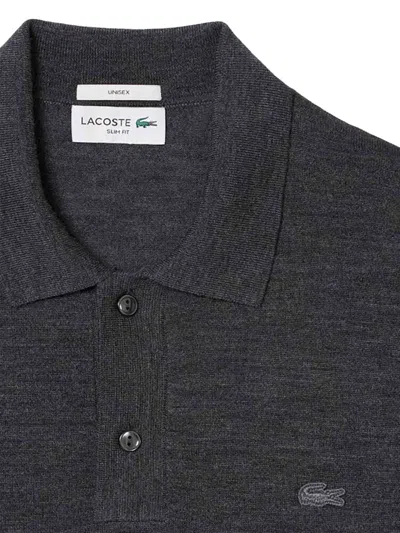 Lacoste Unisex Short Sleeve Merino Wool Polo Sweater In Gray