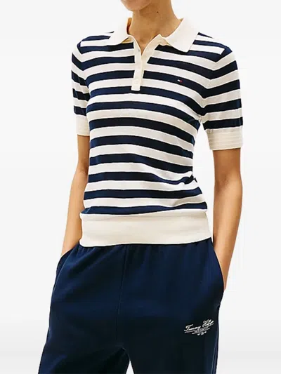 Tommy Hilfiger Womens Metallic Cotton Polo Top