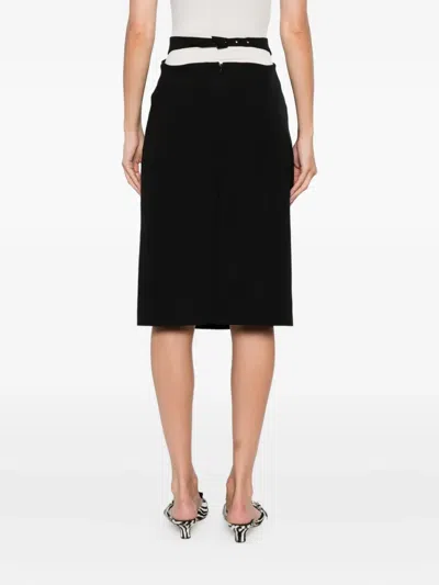 Mugler Panelled Midi Skirt In Black