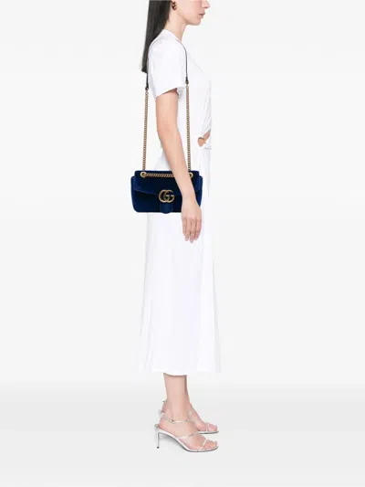 Pre-owned Gucci 2016-2024 Small Gg Marmont Matelasse Velvet Flap Crossbody Bag