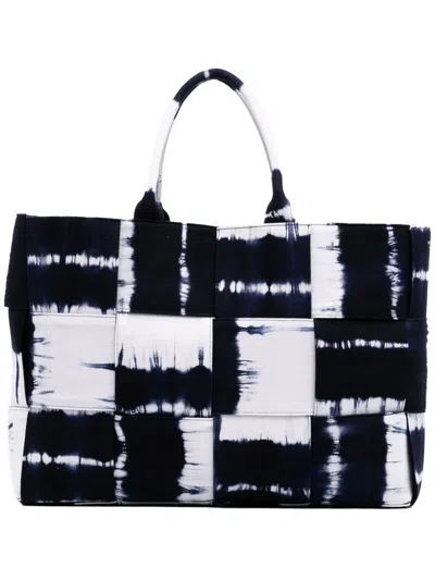 Pre-owned Bottega Veneta 2012-2025 Large Denim Intrecciato Tie Dye Arco Tote Bag