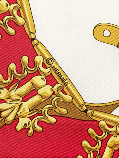 Pre-owned Hermes 20th Century Les Cavalier D Or Silk Scarf Scarves