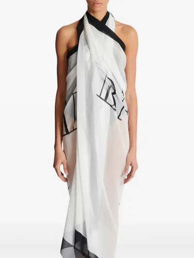 Balmain Couture Printed Two-tone Beach Wrap In Gray