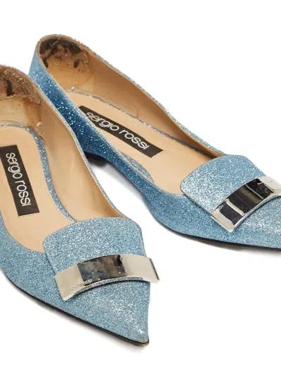 Pre-owned Sergio Rossi Vintage Glittered Pointed-toe Flat Pumps