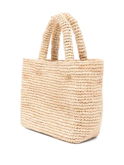 Mc2 Saint Barth Mid Beach Embroidered Raffia Tote Bag