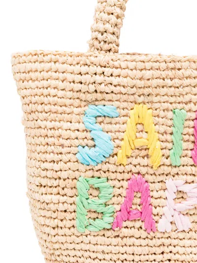 Mc2 Saint Barth Mid Beach Embroidered Raffia Tote Bag