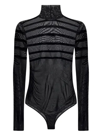 Jean Paul Gaultier Striped Mesh Bodysuit