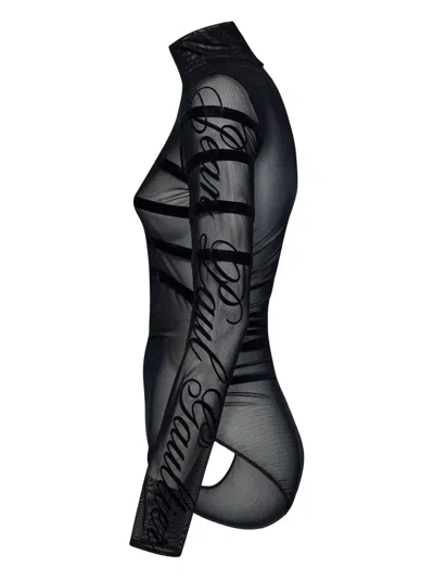 Jean Paul Gaultier Striped Mesh Bodysuit